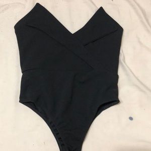 Black v neck body suit